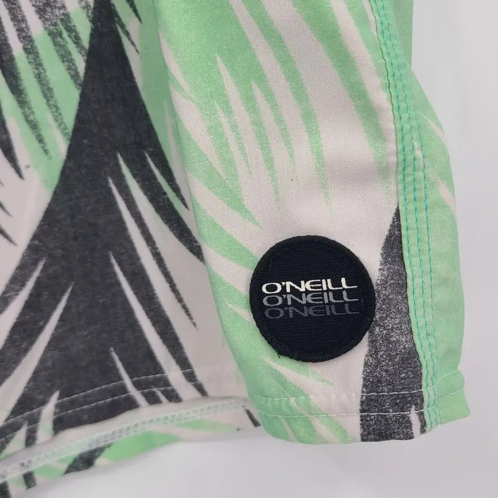 Oneill Cruzers Board Shorts Green Tropical Swim Trunks Surf Beach Resort Size 34